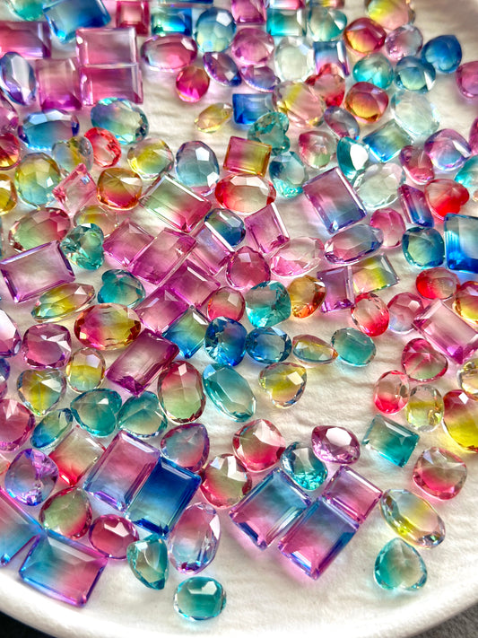 Luxe Rainbow Mixed Pointed Back Crystal Glass Rhinestones for Nails Arts and DIY